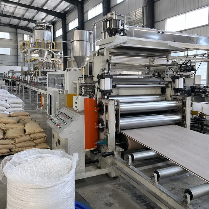 Elefloor SPC flooring production floor in Changzhou, China — calender lines and manufacturing equipment