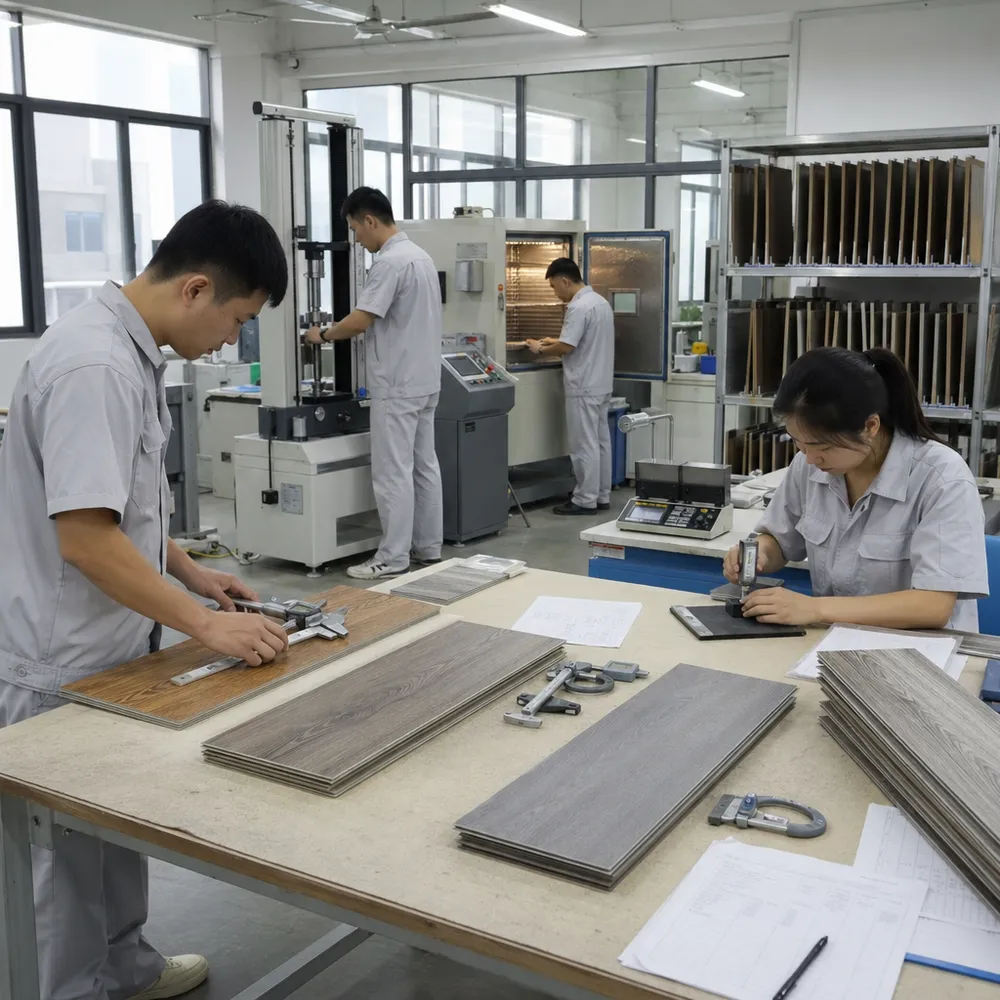 Elefloor SPC flooring quality control and certification testing facility