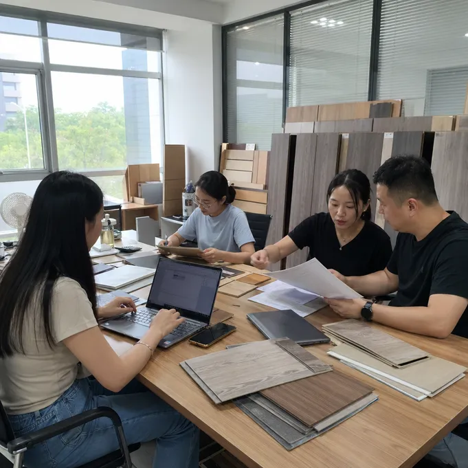 Elefloor export sales team coordinating customer inquiry response