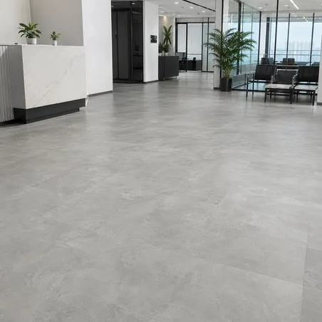 Heavy-spec LVT flooring in a commercial office lobby with tile-effect pattern