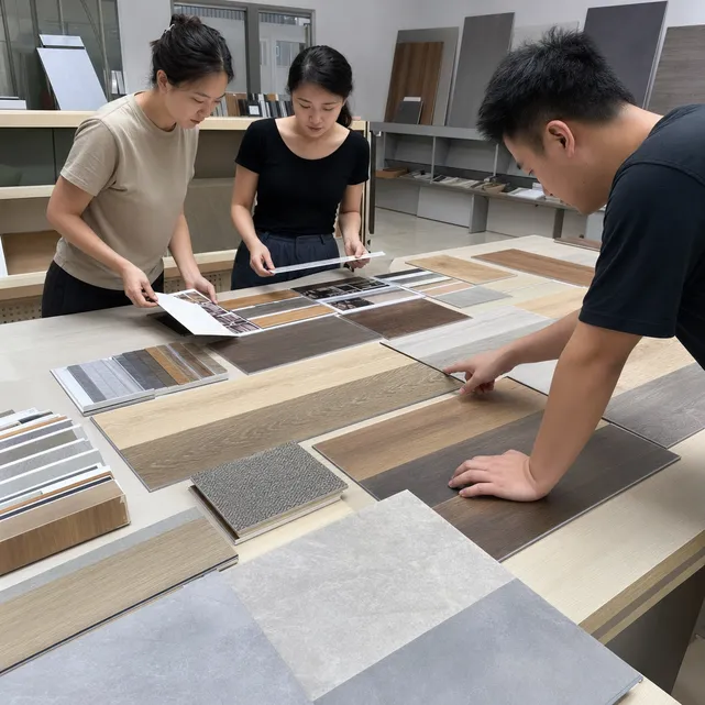 Custom LVT décor development — exclusive wood-look and stone-effect patterns developed for distributor brands
