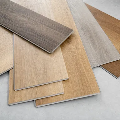 Luxury LVT flooring — embossed-in-register surface with 0.5mm+ wear layer