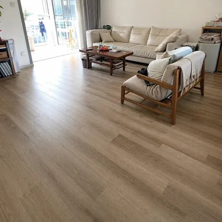 LVT flooring installed in a residential renovation — wood-look planks in a living room
