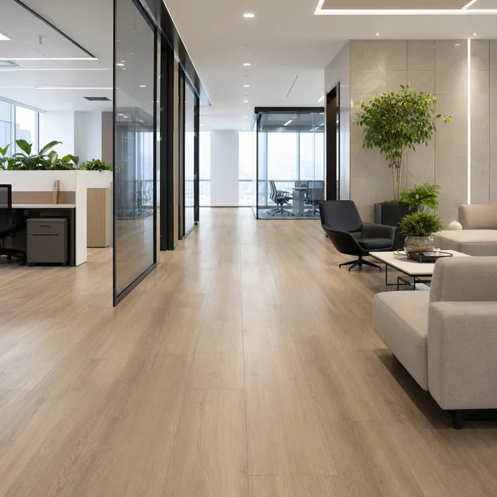 Luxury LVT flooring in premium corporate office fit-out environment