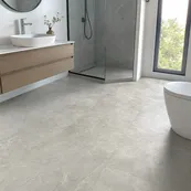 Marble and concrete visual LVT décor for bathroom flooring