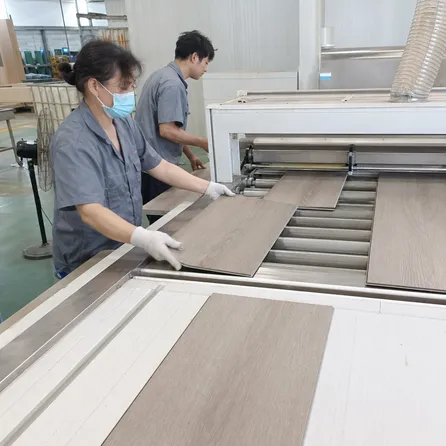 UV coating application on LVT with sealed micro-bevel edge preventing moisture ingress