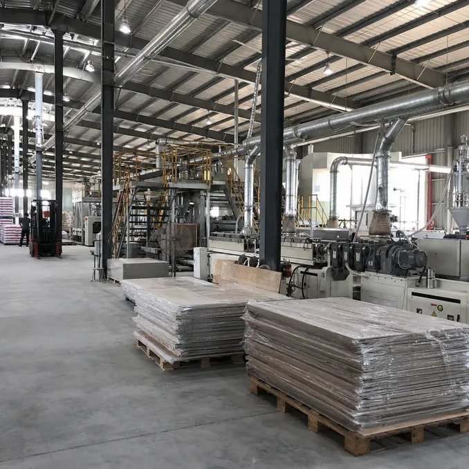 Elefloor SPC flooring factory production floor — 12M sqm annual capacity