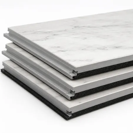 8mm thick-core SPC flooring with attached pad — total thickness 9.5–10mm