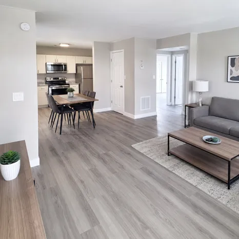 SPC flooring in multi-family rental apartment unit