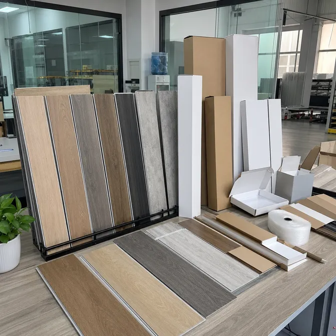 Custom kitchen SPC flooring decor samples and private label packaging options for OEM buyers