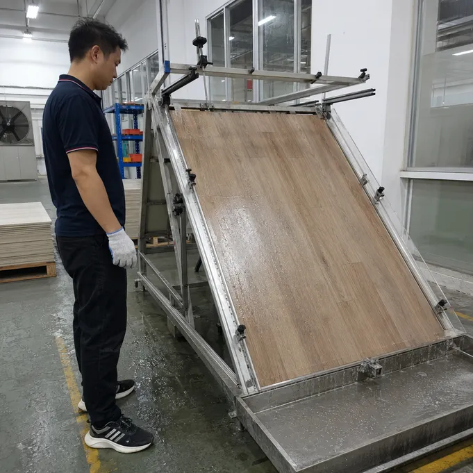R11 slip resistance ramp test on kitchen SPC flooring surface