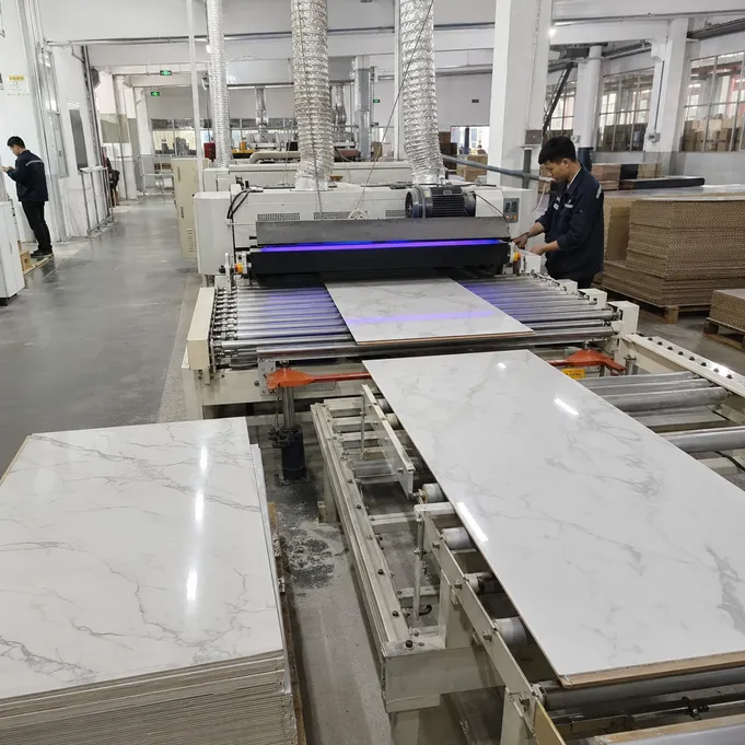 UV coating line producing high-gloss marble SPC flooring planks