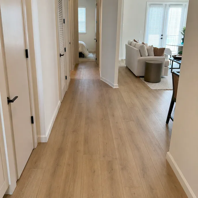 Wood SPC flooring in a multi-family apartment building