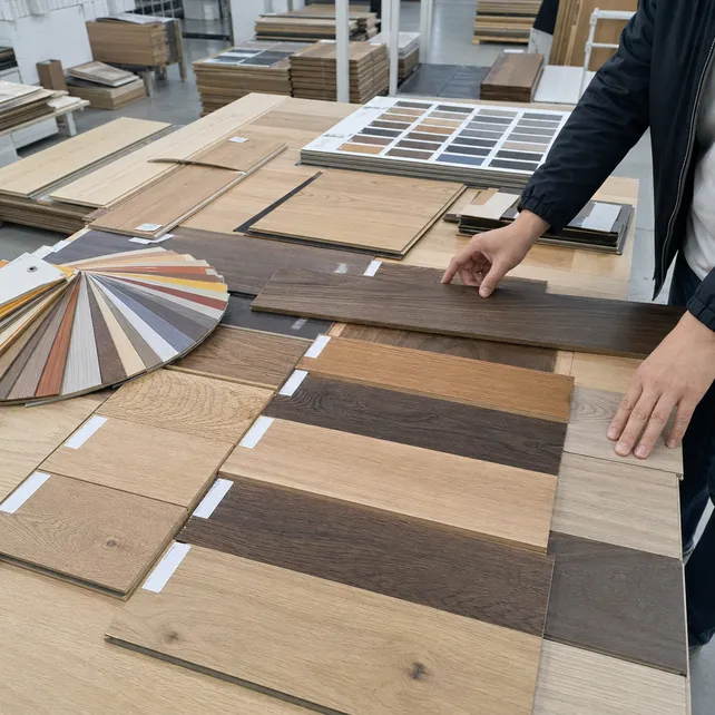 OEM veneer sample program — custom species and stain selection for branded flooring collections