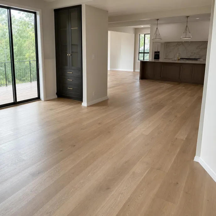 High-end residential renovation with wood veneer SPC flooring