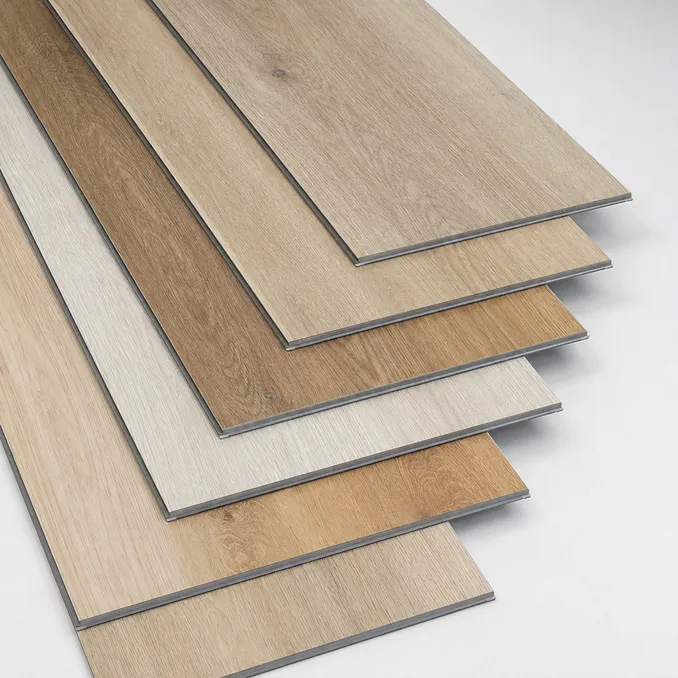 Oak natural VSPC flooring planks showing light, medium, and warm tone range