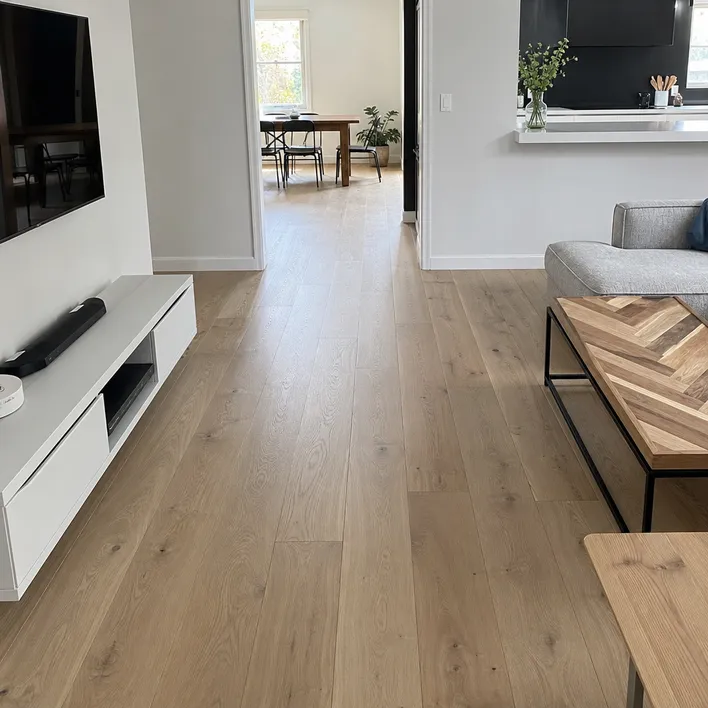 WSPC flooring installed in mid-range residential renovation showing natural oak wood grain finish